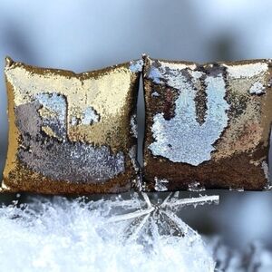 NIB 2 Aviva Stanoff Mermaid Pillows 16" x 16" Champagne Gold Sequin & Black Silk